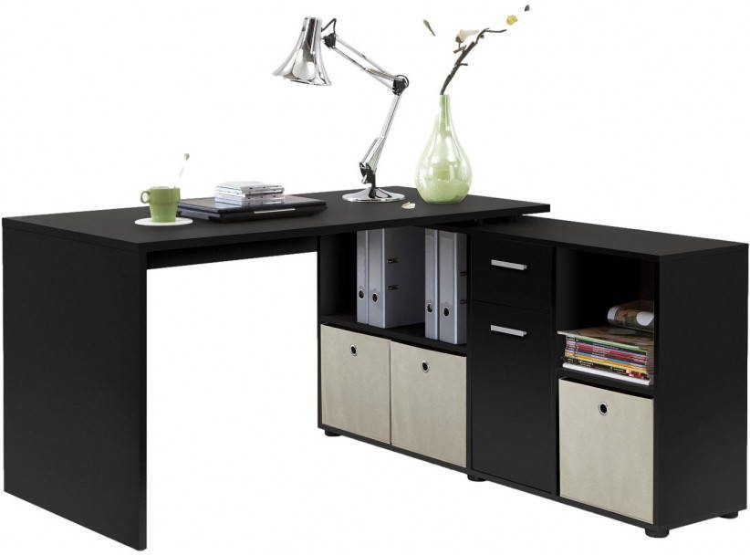 FD Furniture Hoekbureau Trex 136 cm breed zwart