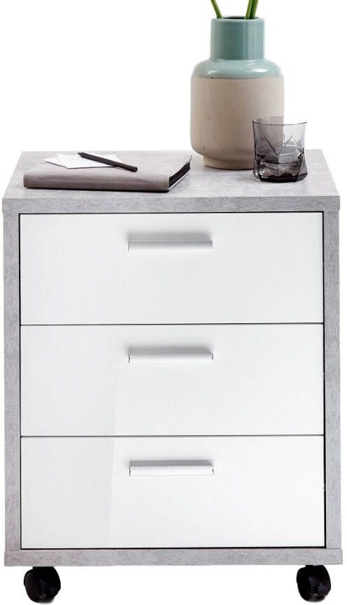 FD Furniture Ladeblok Brick 60 cm hoog in grijs beton met hoogglans wit