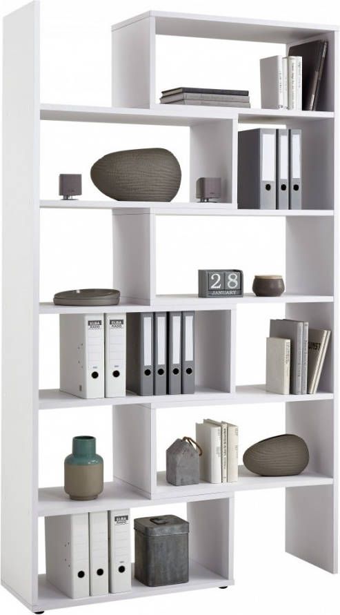 FD Furniture Boekenkast Calvia uitschuifbaar 84 tot 160 cm breed wit