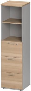 Gamillo Furniture Boekenkast Jazz 4 van 183 cm hoog in beuken met licht grijs