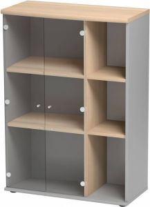 Gamillo Furniture Boekenkast Jazz van 114 cm hoog in beuken met licht grijs