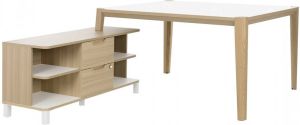 Gamillo Furniture Bureau tafel set Absolu 144 cm breed in wit met eiken
