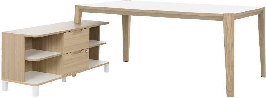 Gamillo Furniture Bureau tafel set Absolu 184 cm breed in wit met eiken