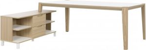 Gamillo Furniture Bureau tafel set Absolu 204 cm breed in wit met eiken