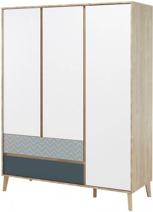 Gamillo Furniture Kledingkast Larvik 153 cm breed in wit met eiken