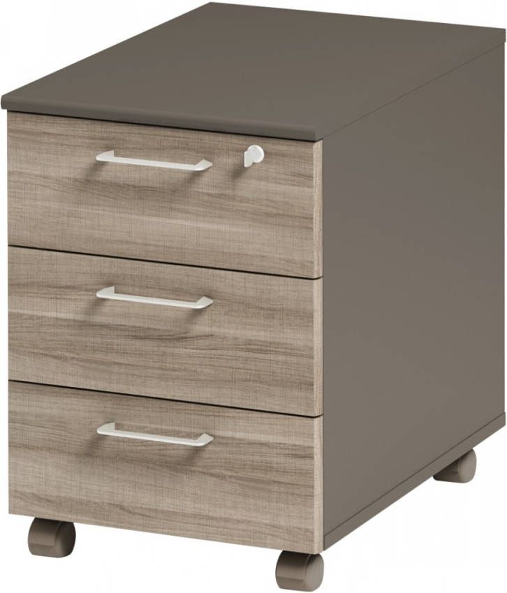 Gamillo Furniture Ladeblok Jazz 2 van 60 cm hoog in grijs eiken met grijs