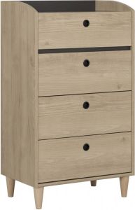 Gamillo Furniture Ladekast Axel 108 cm hoog in kastanje met antracietgrijs