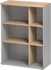 Gamillo Furniture Boekenkast Jazz 3 van 114 cm hoog in beuken met licht grijs