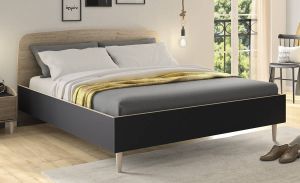 Gamillo Furniture Tweepersoonsbed Axel 140x200cm in kastanje met antracietgrijs
