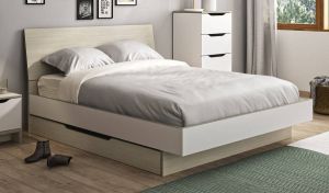 Gamillo Furniture Tweepersoonsbed Gray 140x190cm in wit met eiken