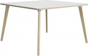 Gamillo Furniture Vierkante bureau tafel Artefact 120 cm breed in wit met eiken