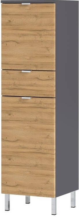 Germania Badkamerkast Bruno 120 cm hoog in grafiet met grandson eiken