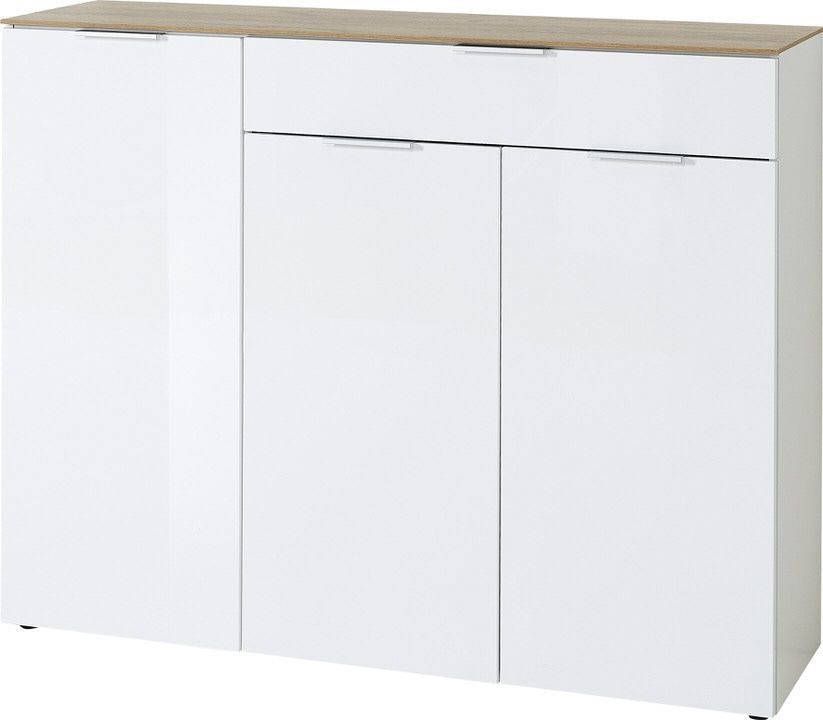 Germania Dressoir Cetano 134 cm breed Hoogglans wit met navarra Eiken