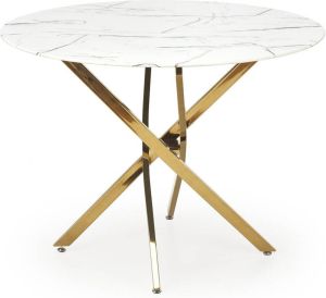 Home Style Glazen eettafel Raymond 100 cm breed marmer wit