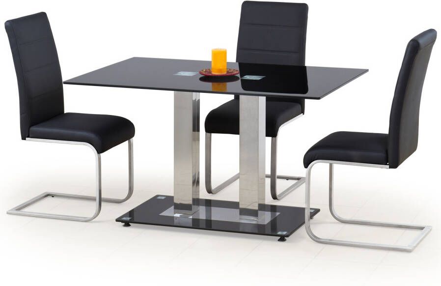 Home Style Glazen eettafel Walter 130 cm breed in zwart