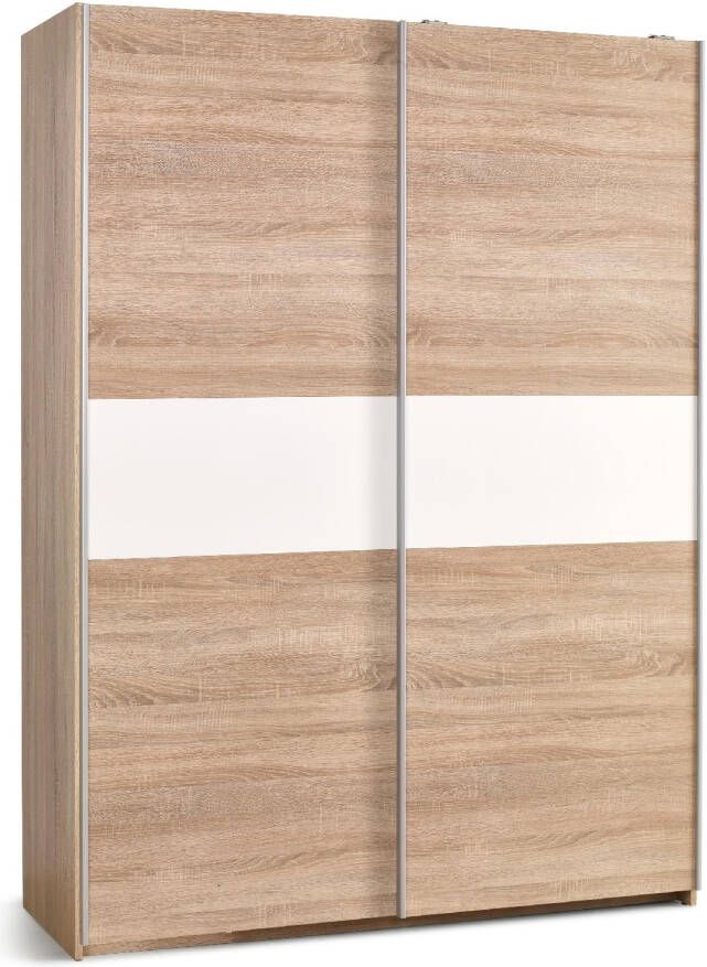 Home Style Kledingkast Lima 153 cm breed in sonoma eiken met hoogglans wit