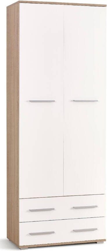 Home Style Kledingkast Lima 77 cm breed in sonoma eiken met hoogglans wit