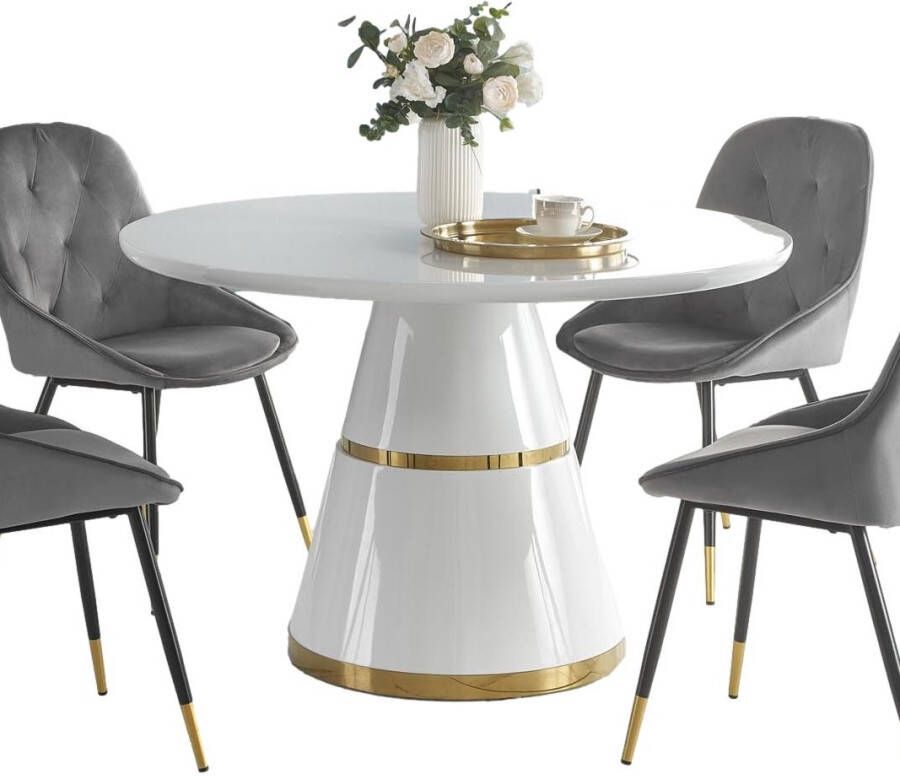 Home Style Ronde eettafel Vegas 120 cm hoogglans wit