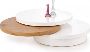 Home Style Ronde salontafel Michelle 80 cm breed in wit met goud eiken