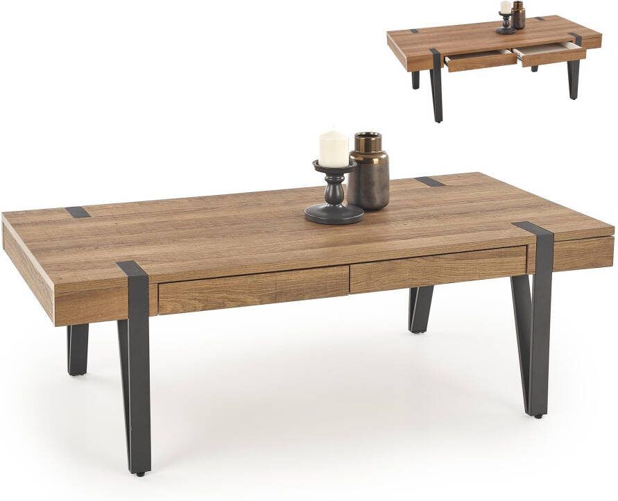 Home Style Salontafel Tuluza 120 cm breed goud walnoot
