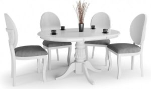 Home Style Uitschuifbare ronde eettafel William 90 tot 124 cm breed in wit