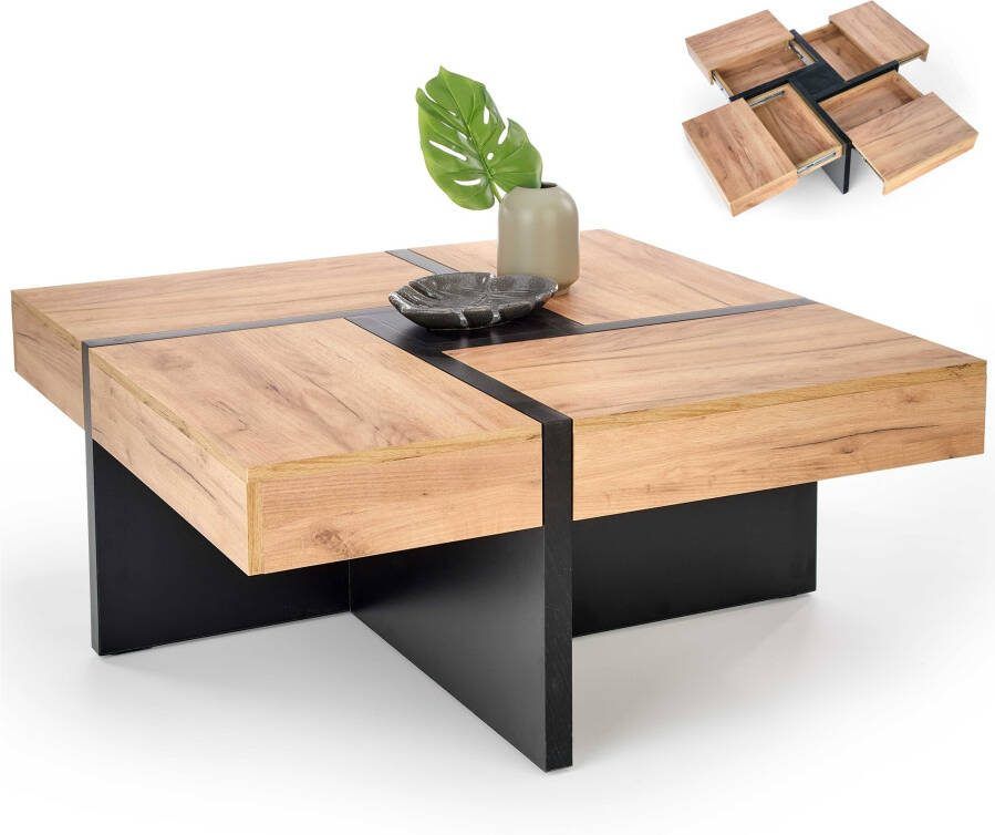 Home Style Vierkant salontafel Sevilla 80x80 cm met lades