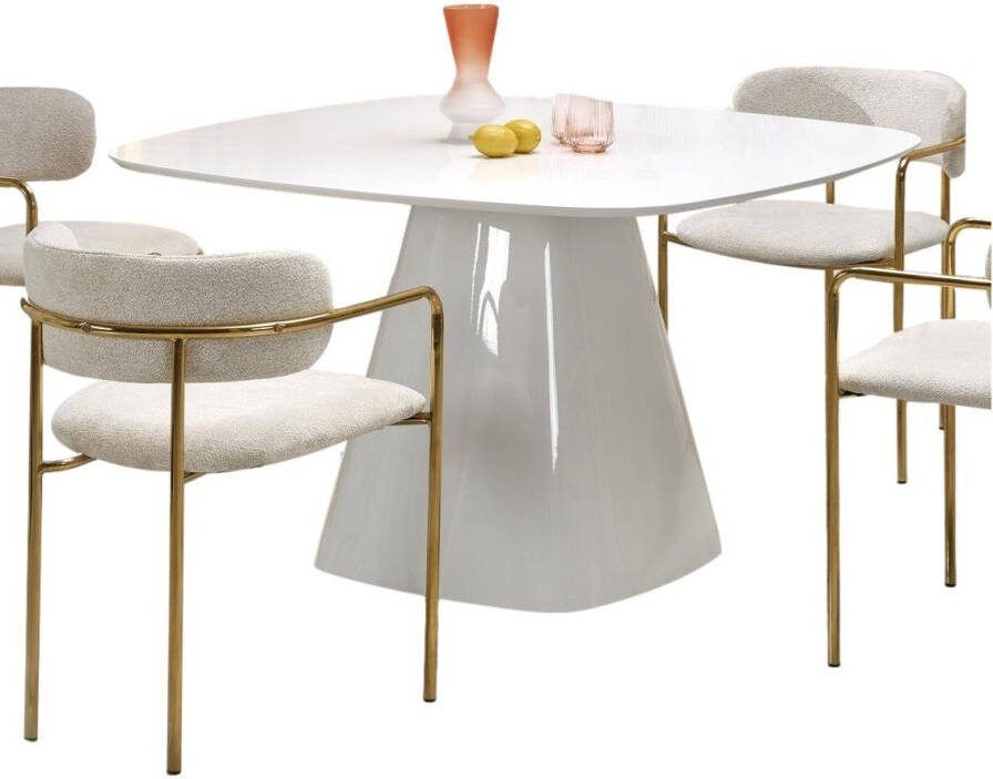 Home Style Vierkante eettafel Flavio 120x120 cm hoogglans wit
