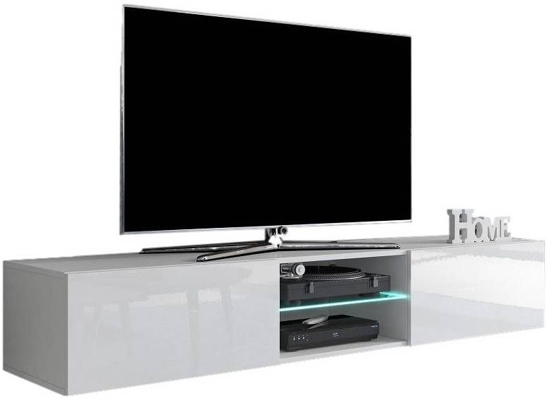 Home Style Zwevend Tv-meubel Livo 180 cm breed in wit met hoogglans wit