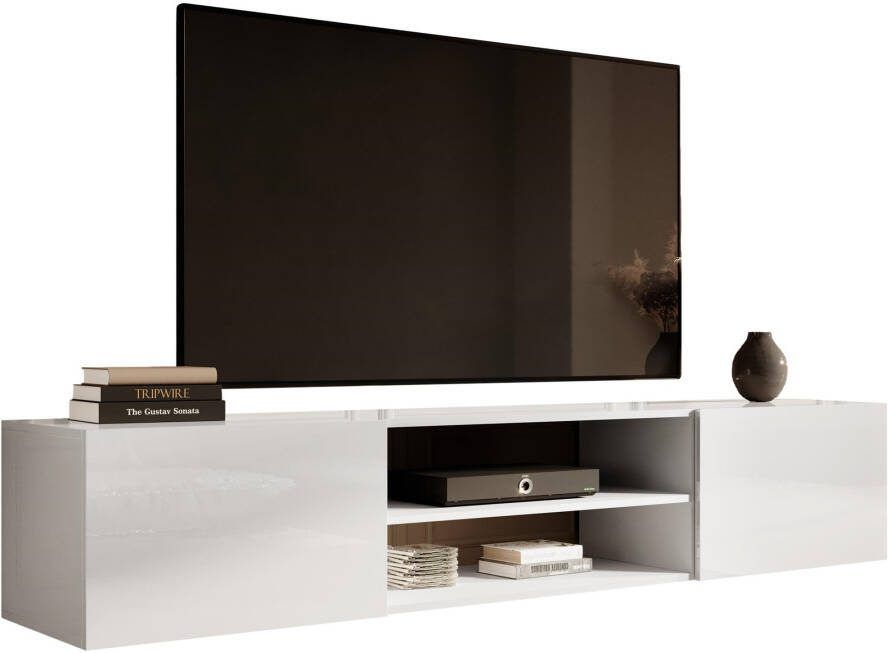 Home Style Zwevend Tv-meubel Slide 200 cm breed hoogglans wit