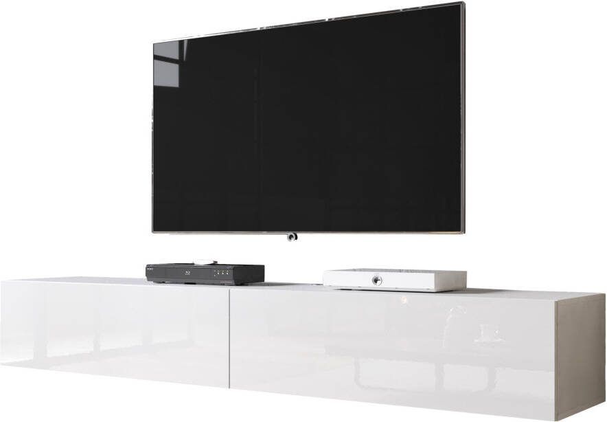 Home Style Zwevend Tv-meubel Slide 2D 200 cm breed hoogglans wit