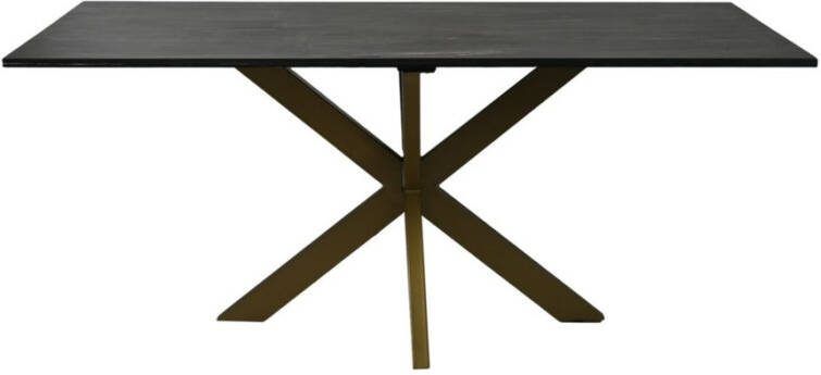 HSM Collection Eettafel rechthoekig marmer 180x90x77 Zwart goud Marmer metaal
