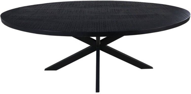 HSM Collection Ovale eettafel Melbourne 240x110x76 Zwart Mangohout ijzer