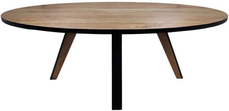 HSM Collection Ovale eettafel Milano 220x110x76 Naturel zwart Acaciahout ijzer