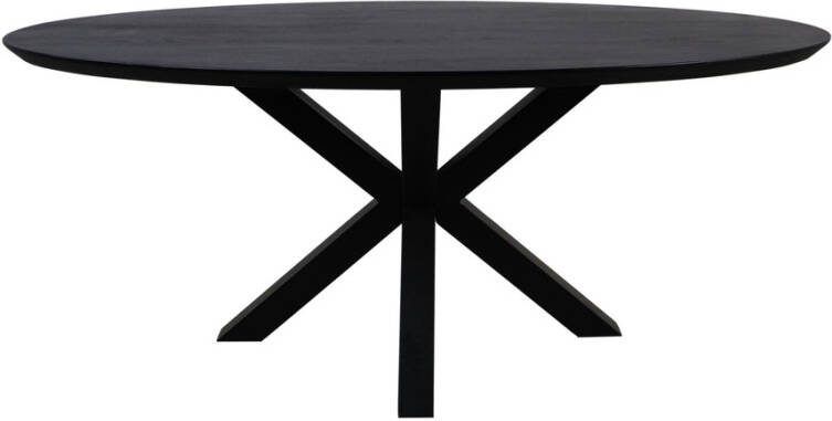 HSM Collection Ovale eettafel Zurich 220x110x76 Zwart Swiss edge Acaciahout