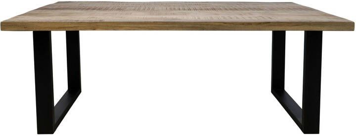 HSM Collection Rechthoekige eettafel Melbourne 180x90x77 Naturel zwart Mangohout metaal