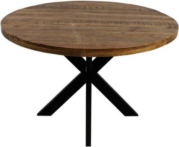 HSM Collection Ronde eettafel Melbourne 130 cm Naturel zwart Mangohout
