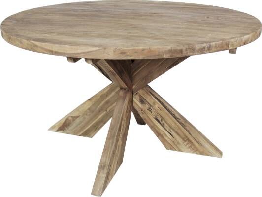 HSM Collection Ronde eettafel met kruispoot ø150 cm blank teak