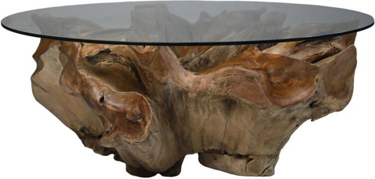HSM Collection Ronde salontafel Flower 100x44 Naturel Teak