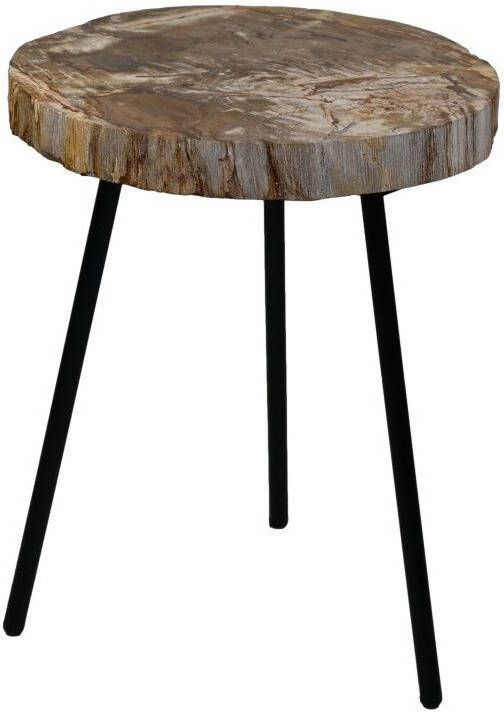 HSM Collection Salontafel rond ø40-44x54 Naturel zwart Steen Metaal