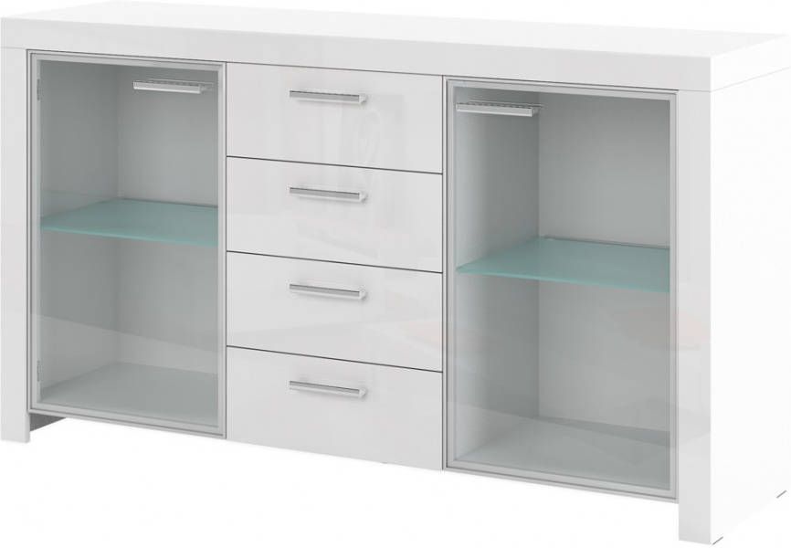 Hubertus Meble Dressoir Vitrinekast Impresja 150 cm breed in hoogglans wit