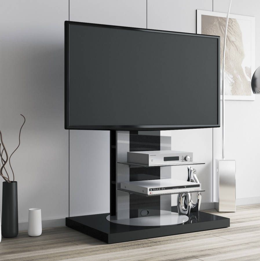 Hubertus Meble Tv-meubel Roma 2 van 126 cm hoog in hoogglans zwart