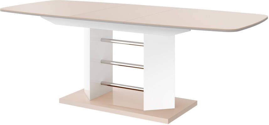 Hubertus Meble Uitschuifbare eettafel Linosa 160 cm tot 256 cm breed hoogglans cappuccino met wit