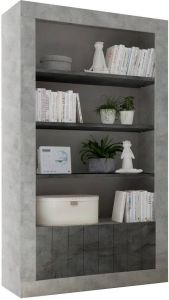 Pesaro Mobilia boekenkast Urbino 190 cm hoog in grijs beton met oxid