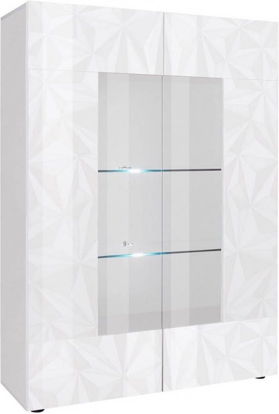 Pesaro Mobilia Buffetkast Kristal 166 cm hoog in hoogglans wit
