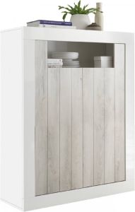 Pesaro Mobilia Buffetkast Urbino 144 cm hoog in hoogglans wit met grenen wit