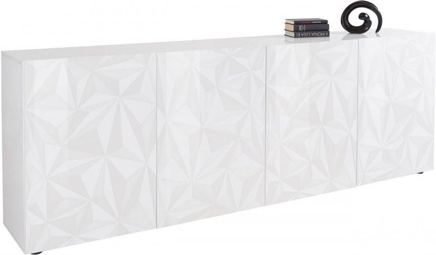 Pesaro Mobilia Dressoir Kristal met 4 deuren 241 cm breed in hoogglans wit