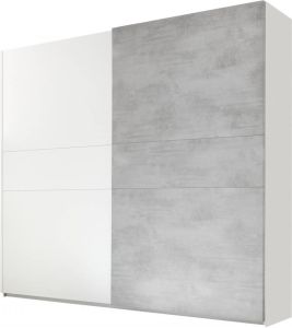 Pesaro Mobilia Kledingkast Amalti 275 cm breed in mat wit met grijs beton