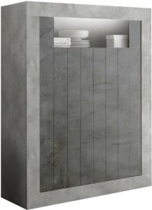 Pesaro Mobilia Opbergkast Urbino 144 cm hoog in grijs beton met oxid