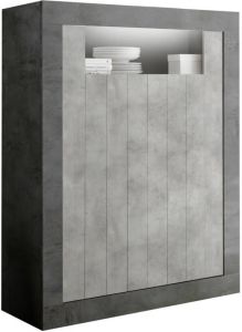 Pesaro Mobilia Opbergkast Urbino 144 cm hoog in Oxid met grijs beton