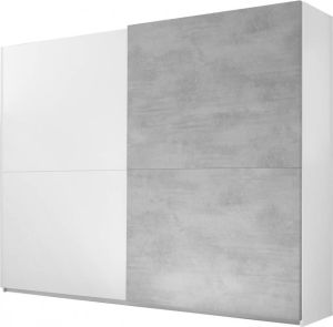 Pesaro Mobilia Schuifdeurkast Amalti Full 220 cm breed in mat wit met grijs beton